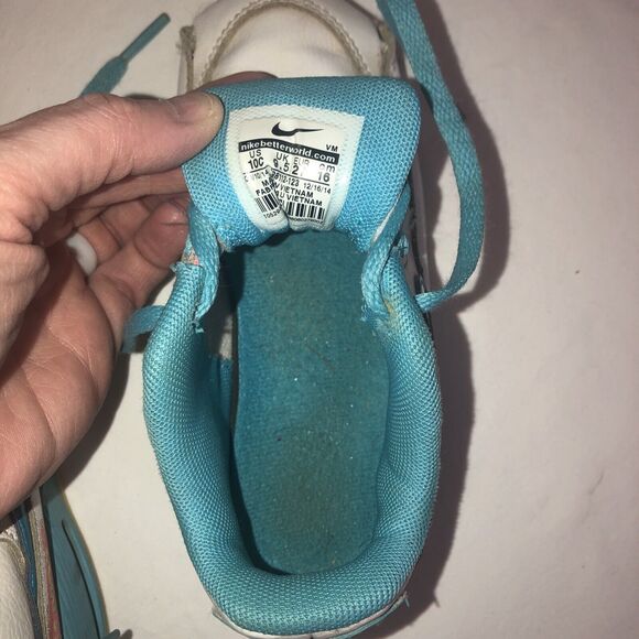 Girls Nike Air Max '90 White Lagoon Blue Volt Clear Water Running sz 10Y - Picture 8 of 9